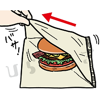 ハンバーガーの食べた方のイラスト