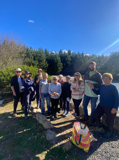 Our mushroom foraging group at the end of our day trip, happy wth their finds and the lunch we provided.