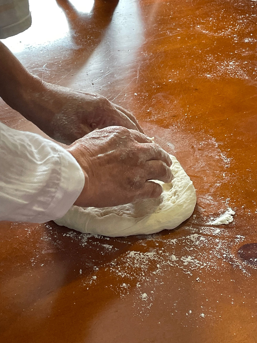 Making fresh pizza dough