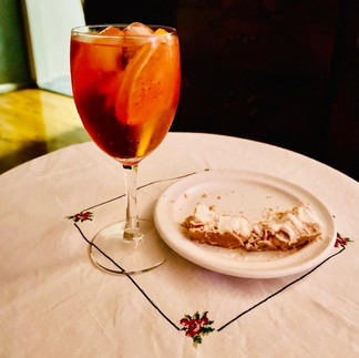 Cocktail glass with aperol spritz