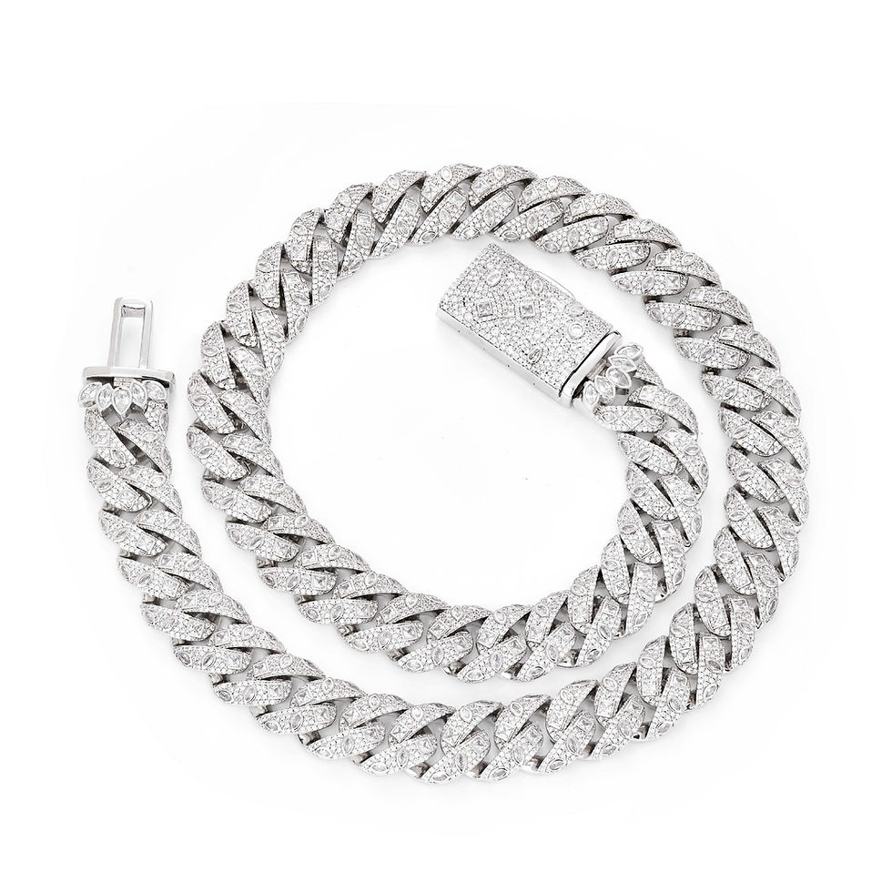 Thumbnail: S925 Silver Moissanite Cuban Chain Necklace