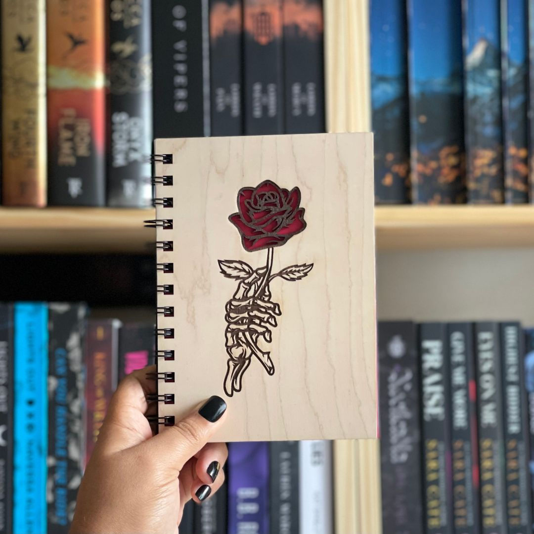 Wood Cover Skeleton Hand Notebook