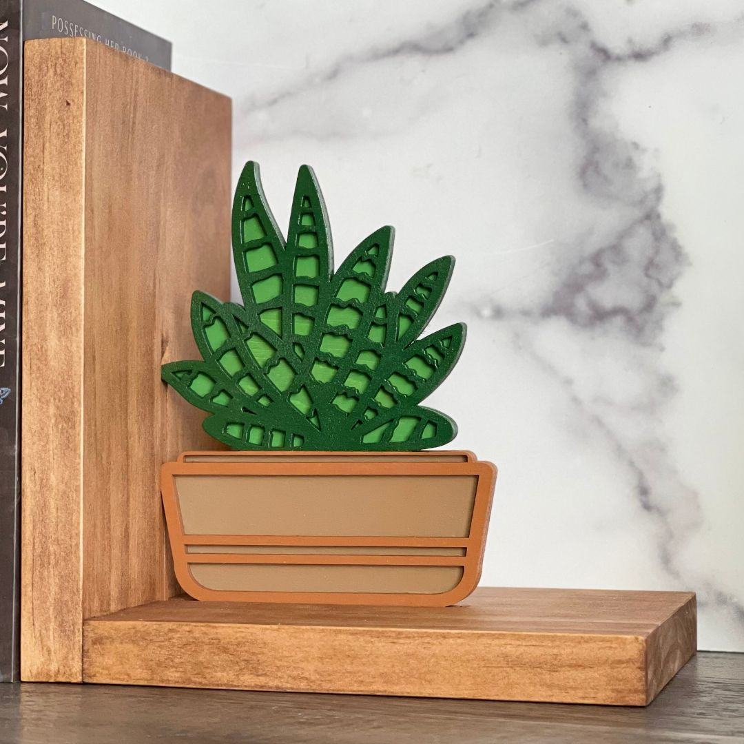 Succulent Pot Wooden Bookends