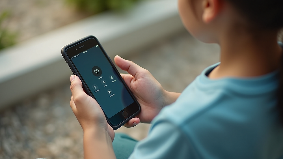 High angle view of a kid-friendly smartphone with parental control settings on screen