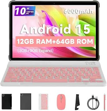 10-inch Kids Tablet 64GB Pink with Keyboard