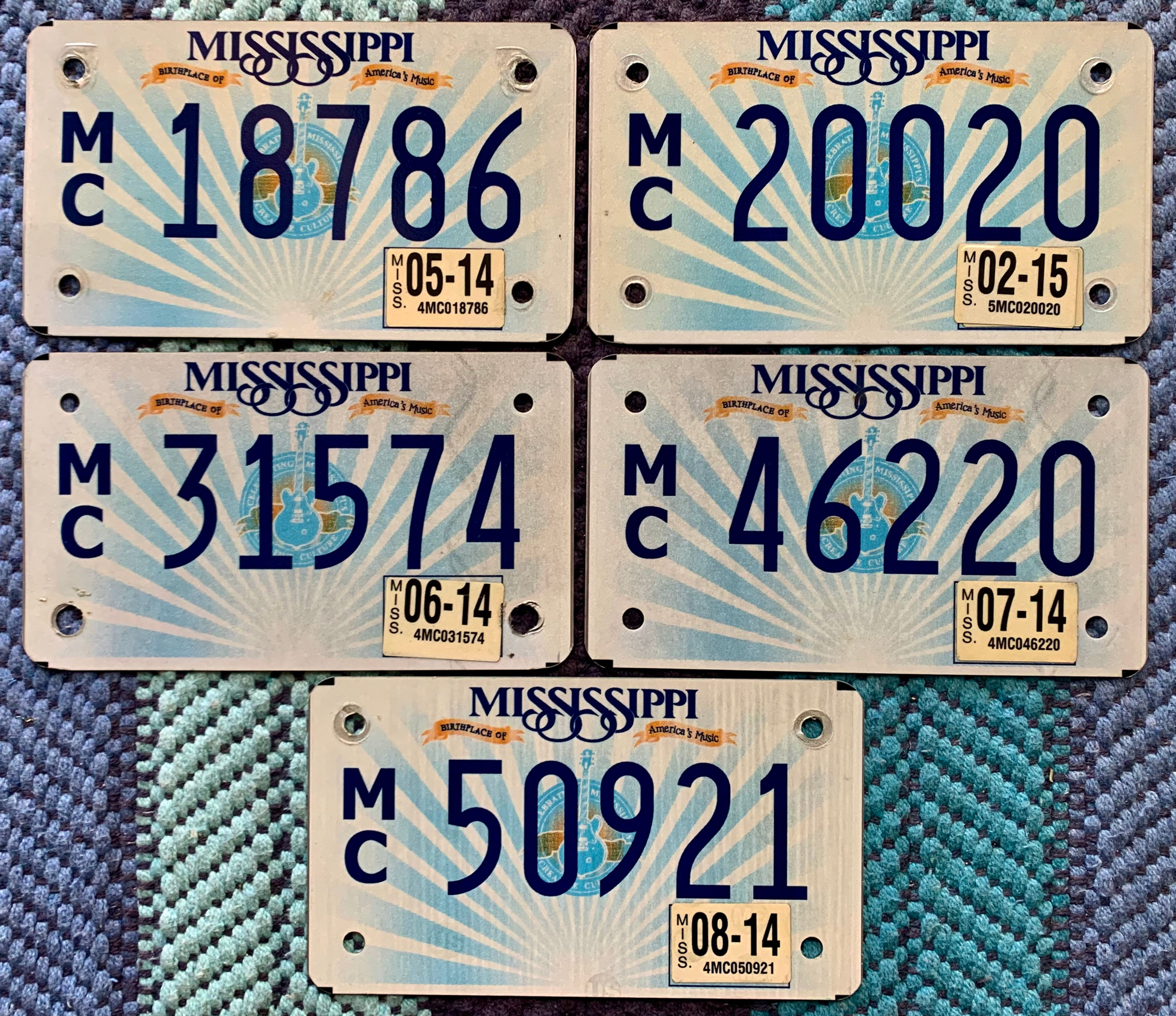 Mississippi Motorcycle "Birthplace Of America's Music" Set of 5