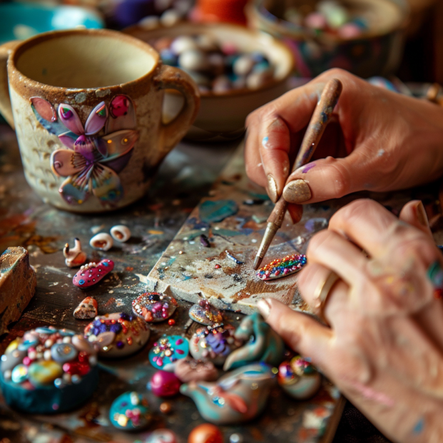 Vibrant handmade jewelry crafted from polymer clay.