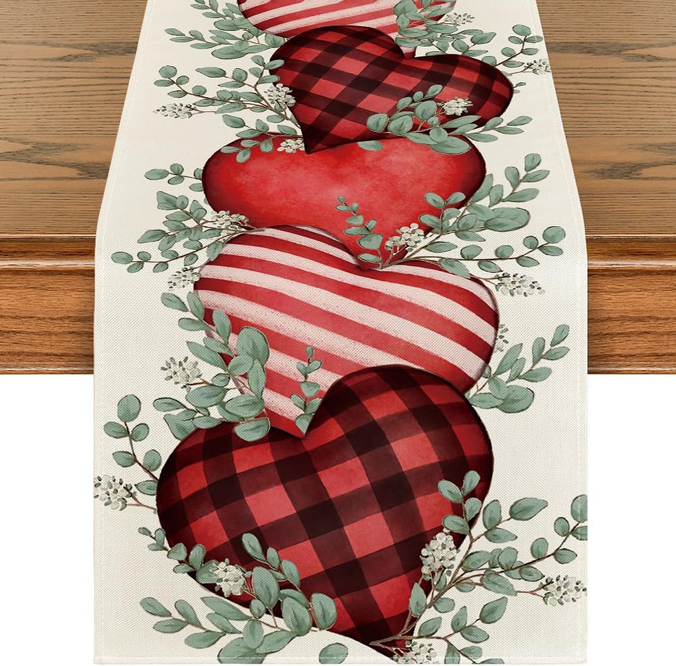 Eucalyptus and Hearts Valentine's Day Table Runner