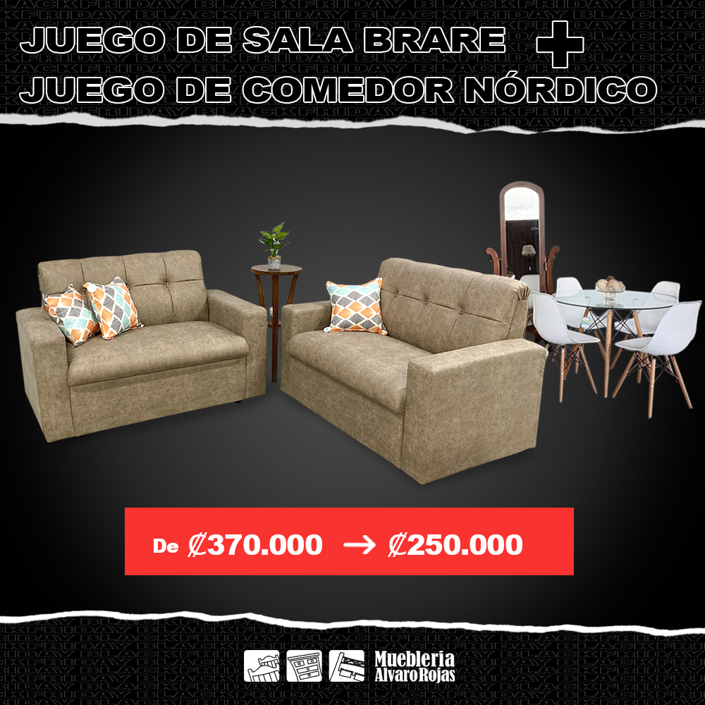 Juego de Sala Brare + Juego de Comedor Nórdico