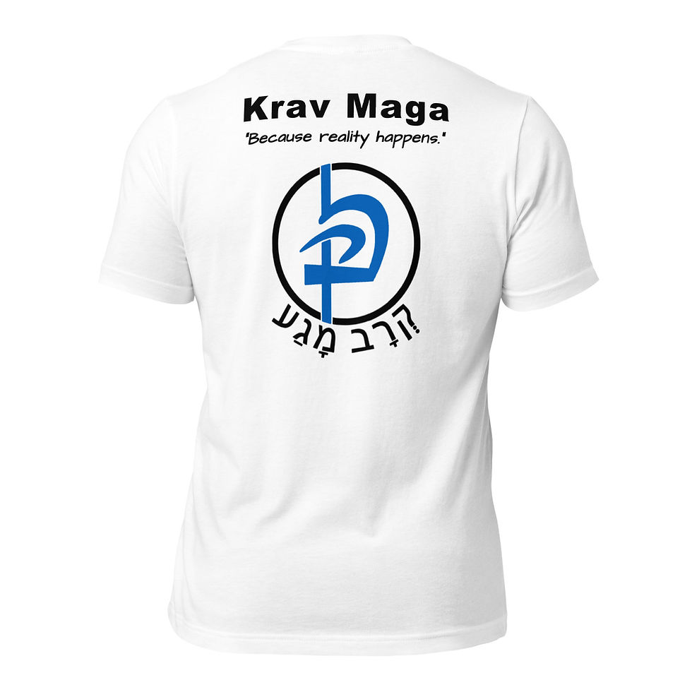 Krav Maga "Because reality happens." White T-shirt (Unisex Fit)