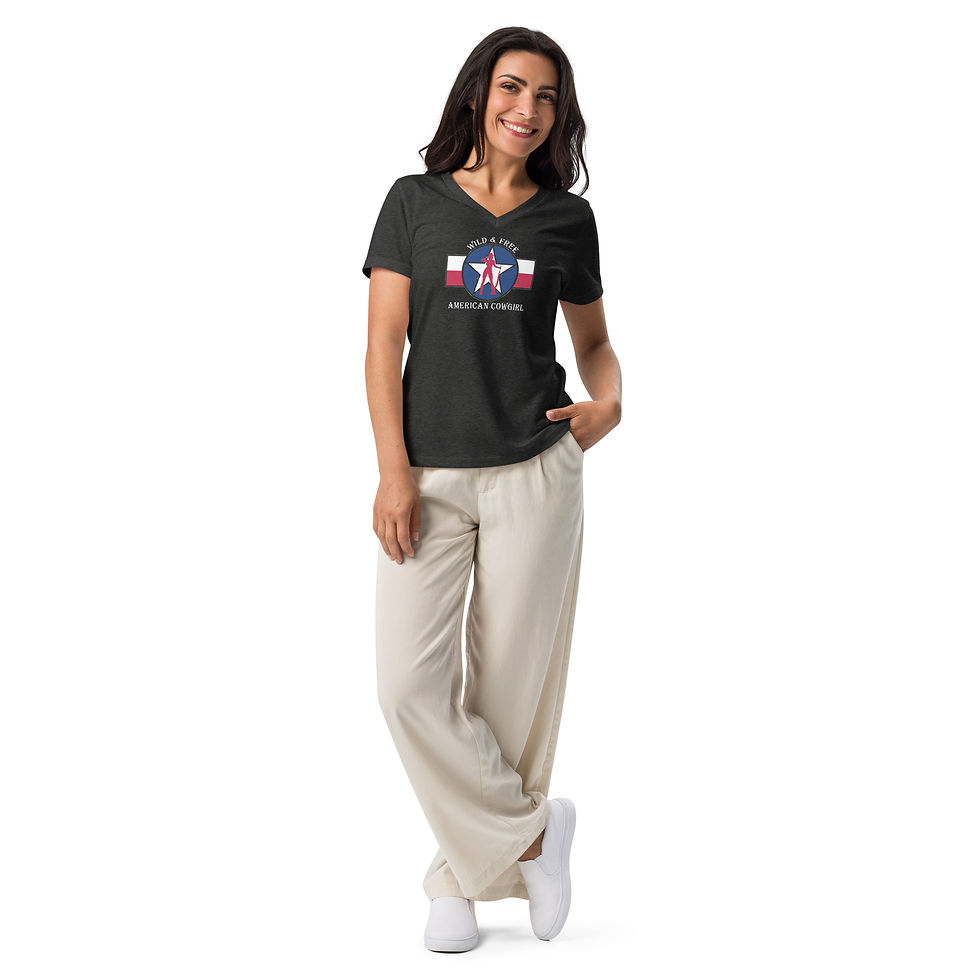 Thumbnail: Wild & Free Cowgirl’s Relaxed V-neck Tee (Dark Colors)