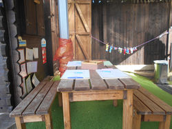 Outdoor Bench with Drawing