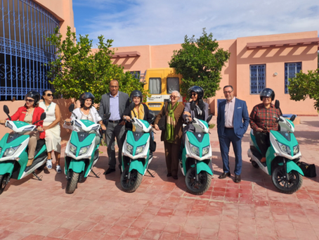 POGO electric scooters operating in Moroccan cities, supporting sustainable urban mobility through a partnership with the BOOST project.
