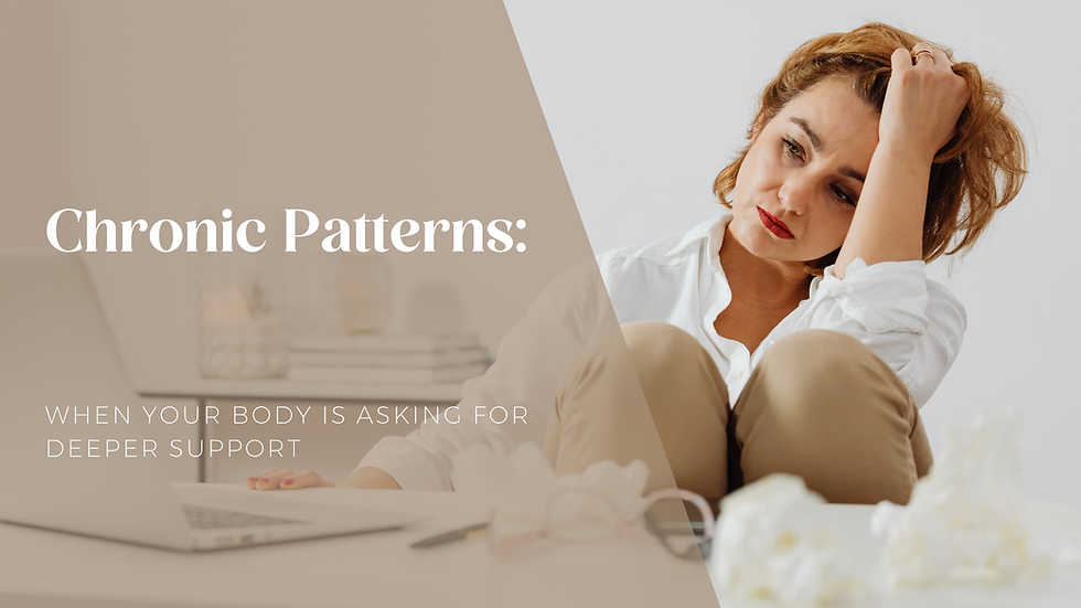 Chronic Patterns : when your body is asking for deeper support image of woman with burnout