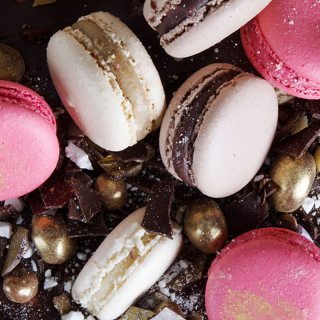 Colorful macarons close-up