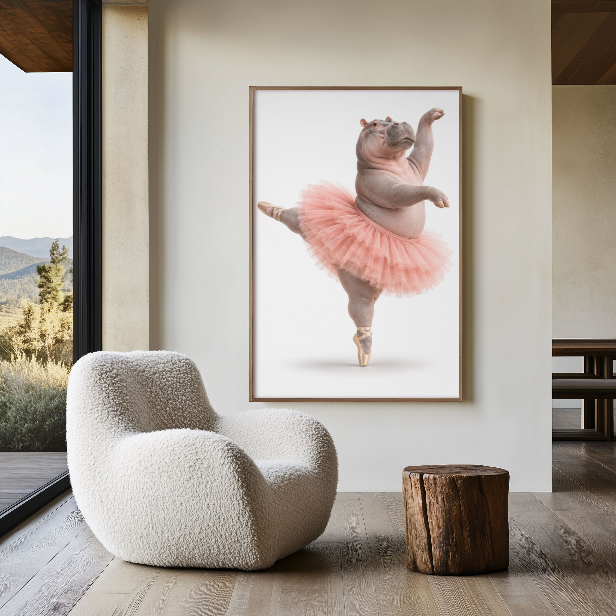 Grace Has No Size | Funny Hippo Ballerina Wall Art Print