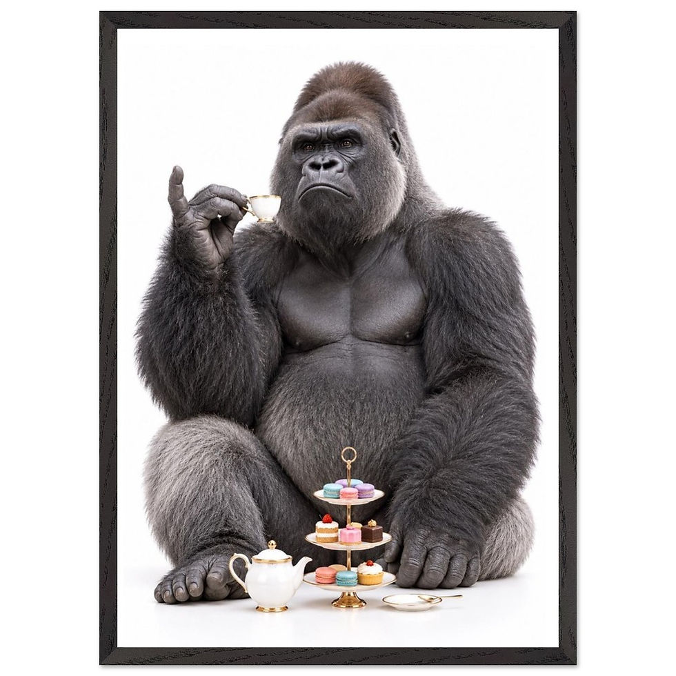 Thumbnail: Tea, No Drama | Funny Gorilla Wall Art Print