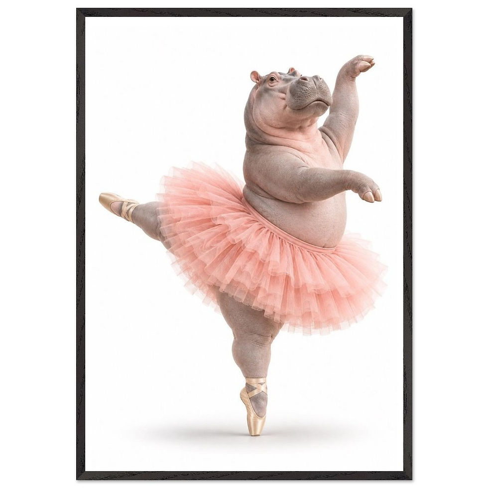 Thumbnail: Grace Has No Size | Funny Hippo Ballerina Wall Art Print