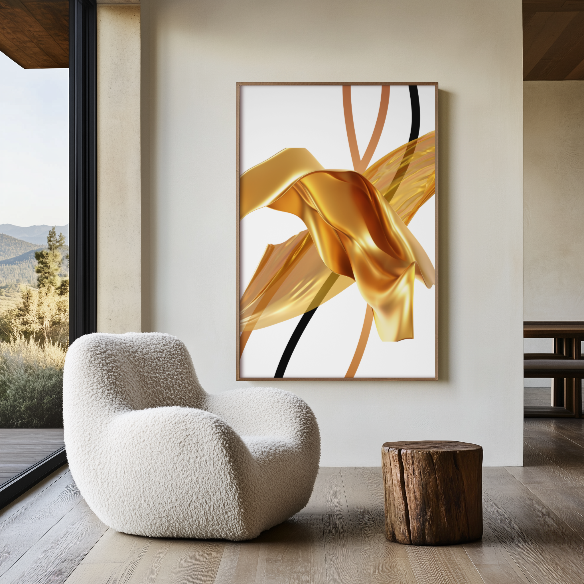 Gilded Horizon | Luxury Gold Abstract Wall Art | Elegant Modern Home Decor