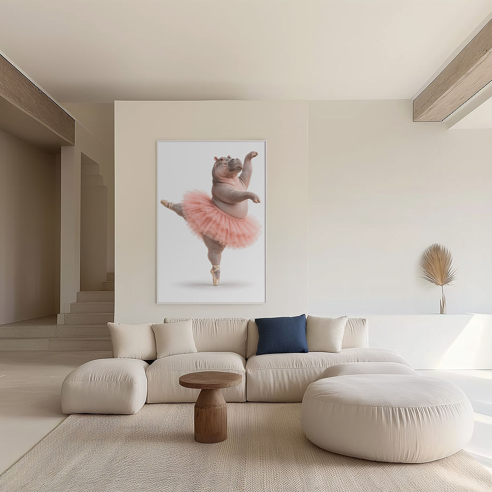 Thumbnail: Grace Has No Size | Funny Hippo Ballerina Wall Art Print