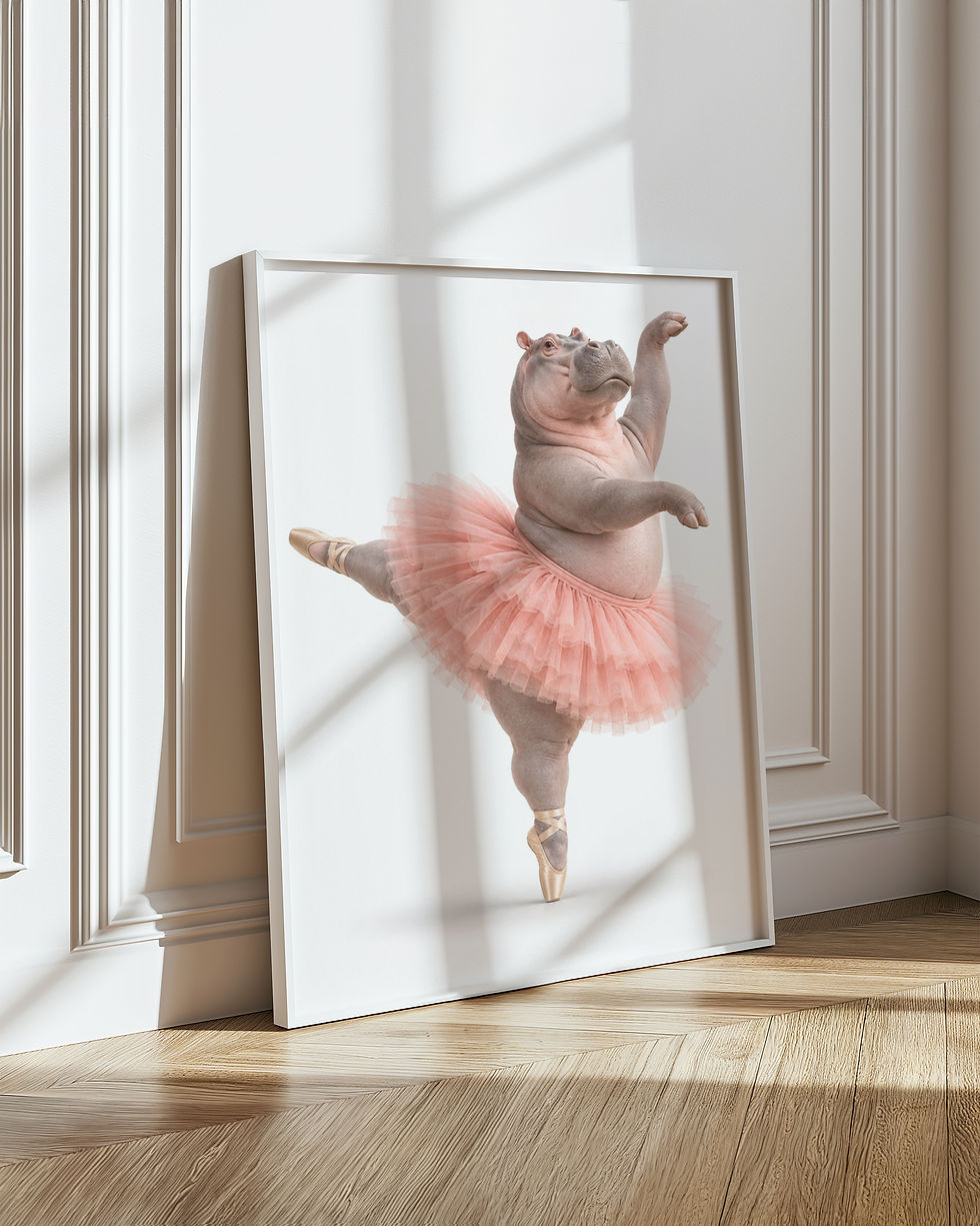 Thumbnail: Grace Has No Size | Funny Hippo Ballerina Wall Art Print