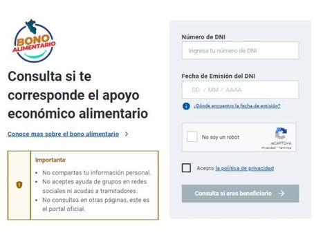 Bono Alimentario: Midis anuncia que hoy comienzan los pagos del subsidio de 270 soles