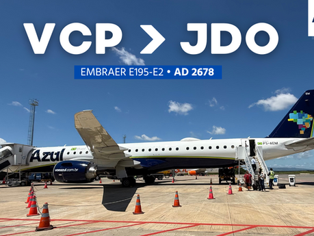 Como é voar de Campinas para Juazeiro do Norte no Embraer E195-E2 da Azul