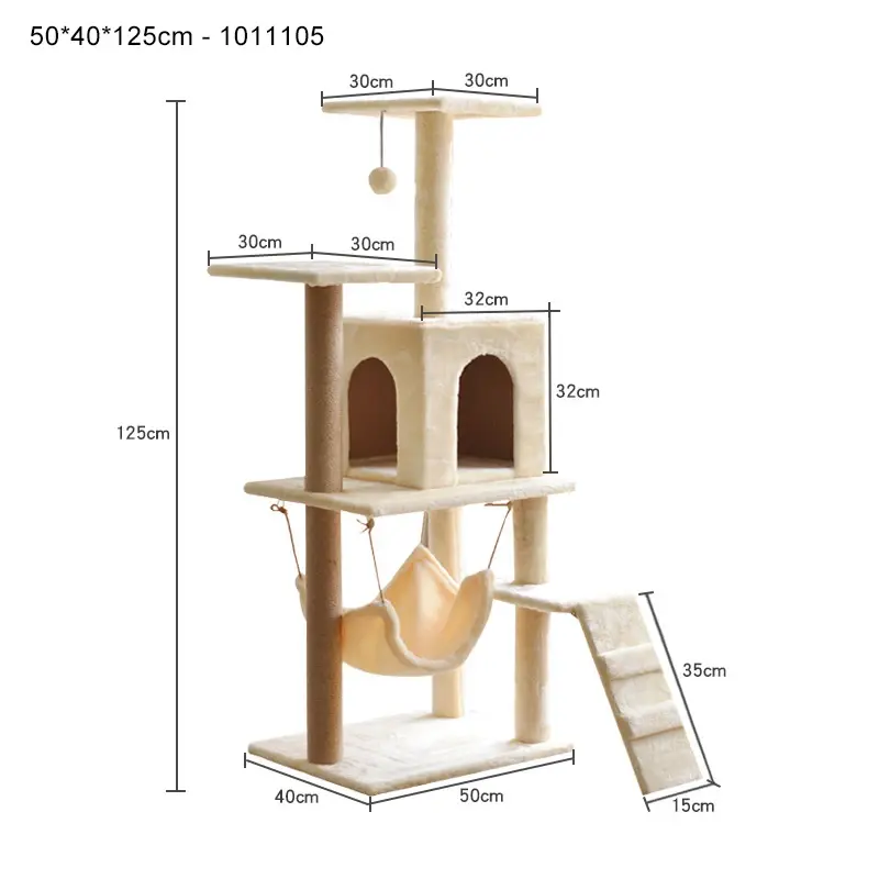 Thumbnail: Cat Scratcher Tree - Sisal Rope Grey Carpet w/ Hammock
