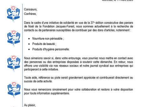 🎁 Paniers de Noël 2026 — On cherche des commanditaires! 🤝💙
