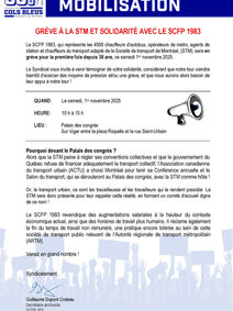 Solidaires des travailleuses et travailleurs de la STM! 💙