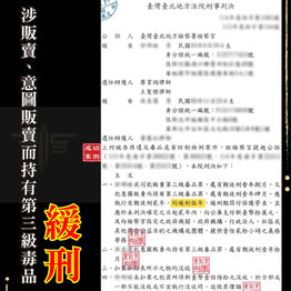｜毒品案｜販賣第三級毒品、意圖販賣而持有第三級毒品，獲緩刑