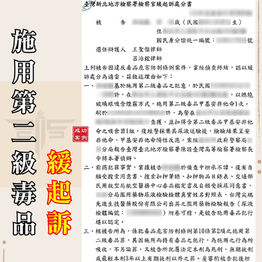 |毒品案|施用第二級毒品,獲緩起訴(二緩)