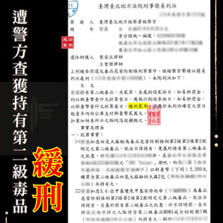 |毒品案|遭控持有二級毒品大麻,獲緩刑