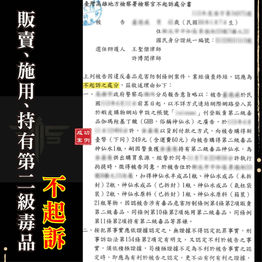 |毒品案|遭控販賣第二級毒品,獲不起訴