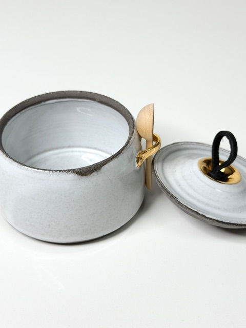 Thumbnail: Black and White Jar with Gold Detail