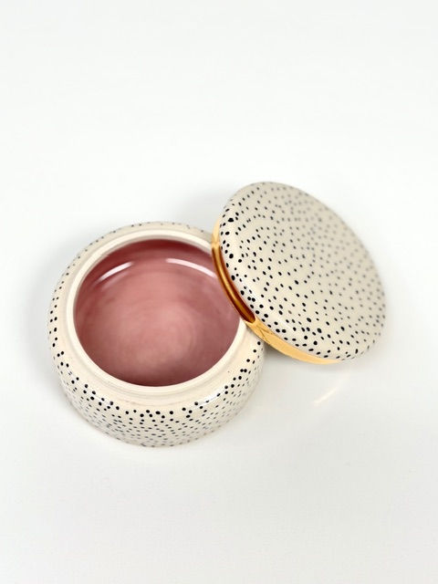 Thumbnail: Dotty Jar with Real Gold Rim on Lid