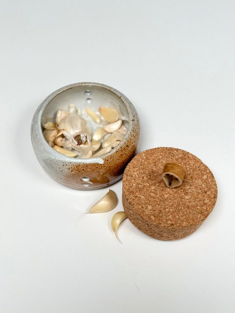 Thumbnail: Organic Woodfired Garlic Jar with Cork Lid