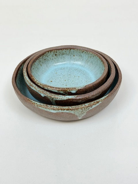 Thumbnail: Small Silky Matte Blue Dish set of 3