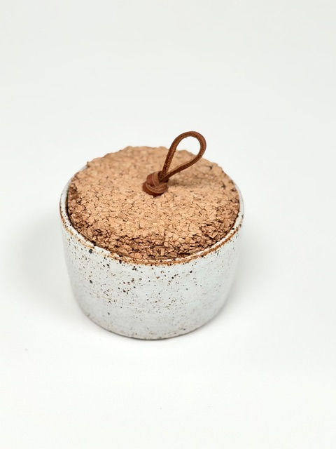 Thumbnail: Rustic White Square Jar with Cork Lid with Leather Handle