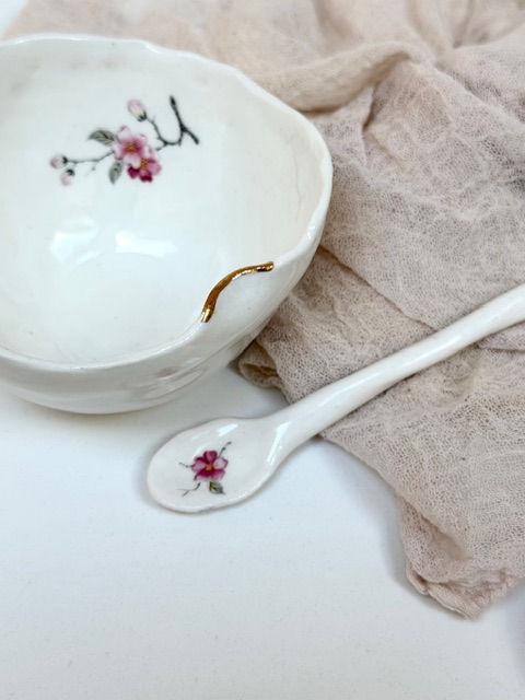 Thumbnail: Cherry Blossom Bowl with matching Spoon