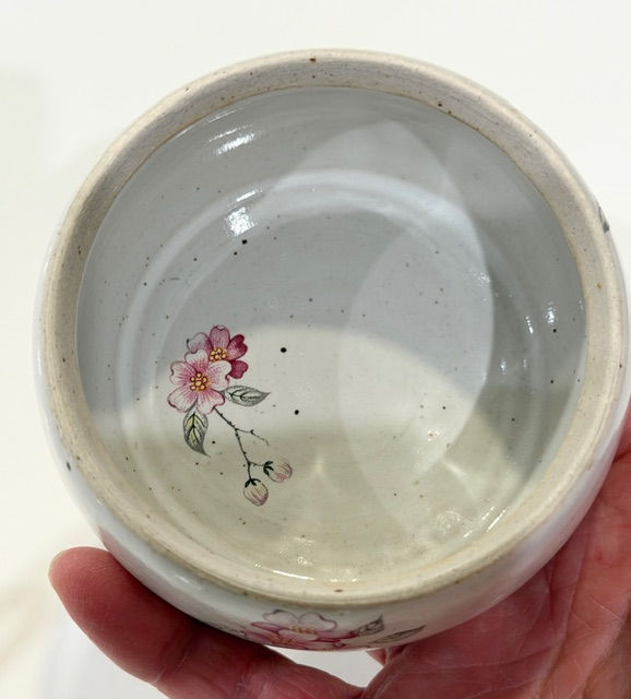 Thumbnail: Cherry Blossom Jar with Tan Leather Handle