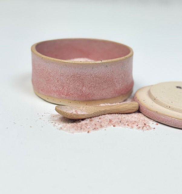 Thumbnail: Salt Jar with Nestled Spoon - Speckled Pink