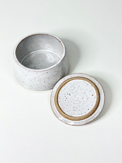 Thumbnail: Buff Speckled White Jar with Real Gold Handle