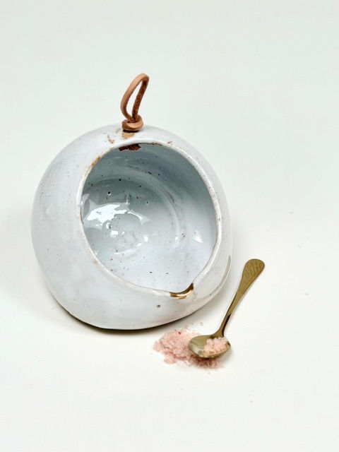 Thumbnail: Large Salt Pig with Leather Handle