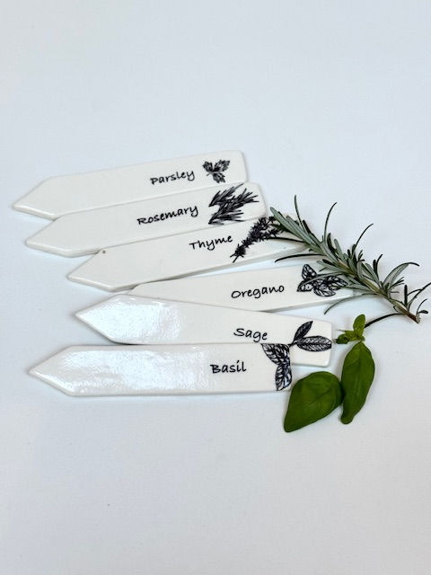 Thumbnail: Herb Tags in Handmade Linen Pouch - Set 4