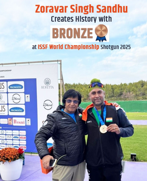 Zoravar Singh Sandhu Wins Historic Bronze at ISSF Shotgun World Championship 2025 in Athens