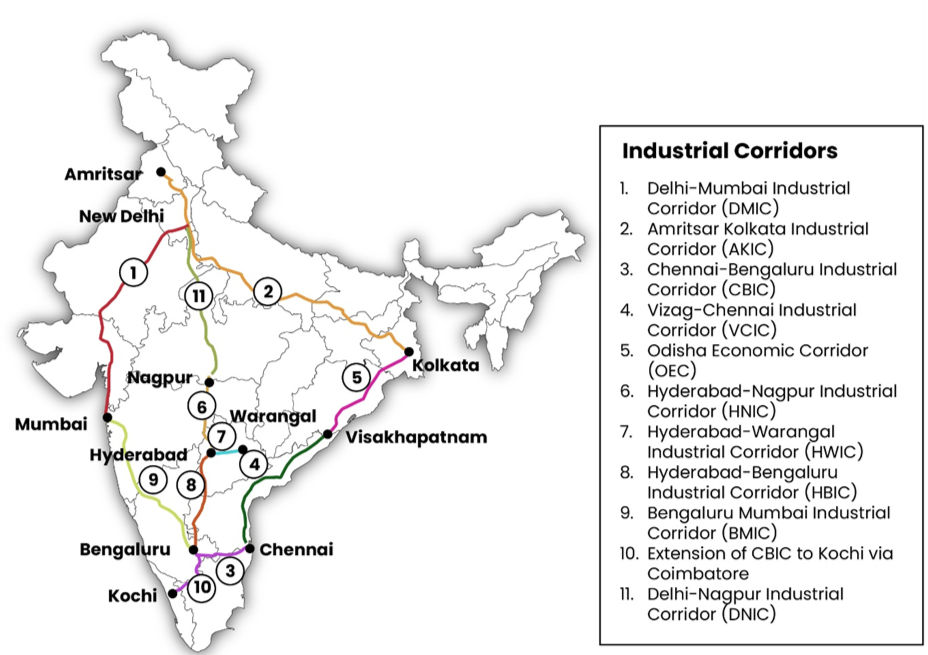 National Industrial Corridor Development Programme (NICDP) MAP