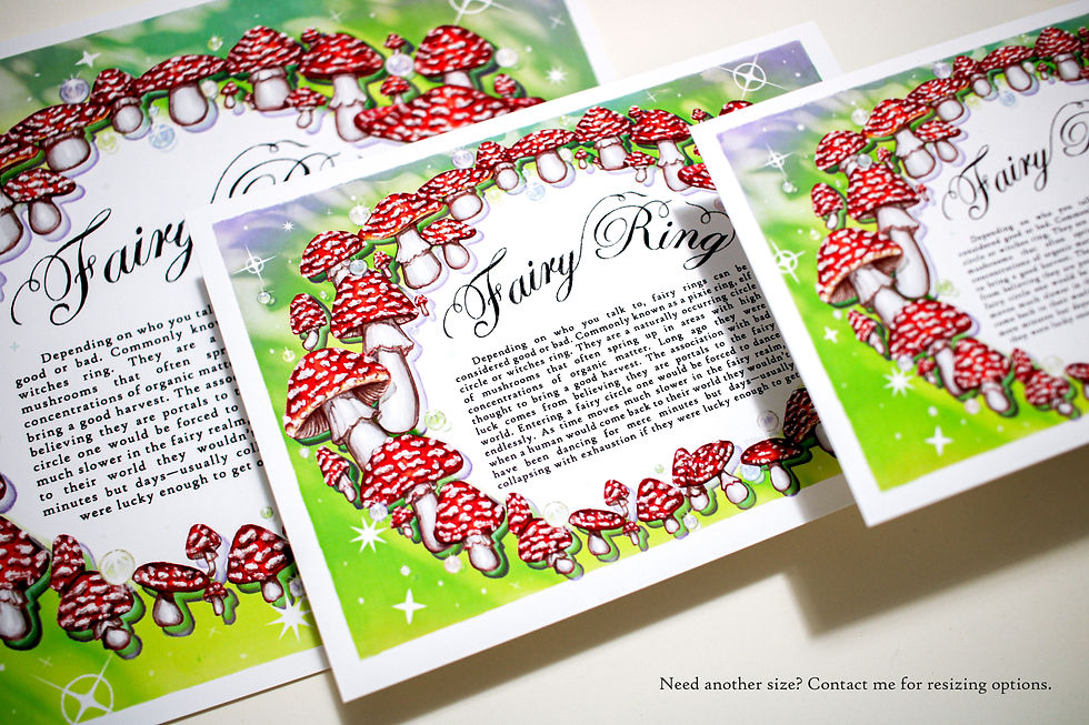 Thumbnail: Magical Fairy Ring Toadstool A5 Fine Art Print Blank Greeting Card