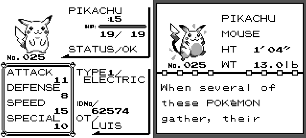 Esquerda: Pokémon Yellow - Direita: Pokémon Red/Blue