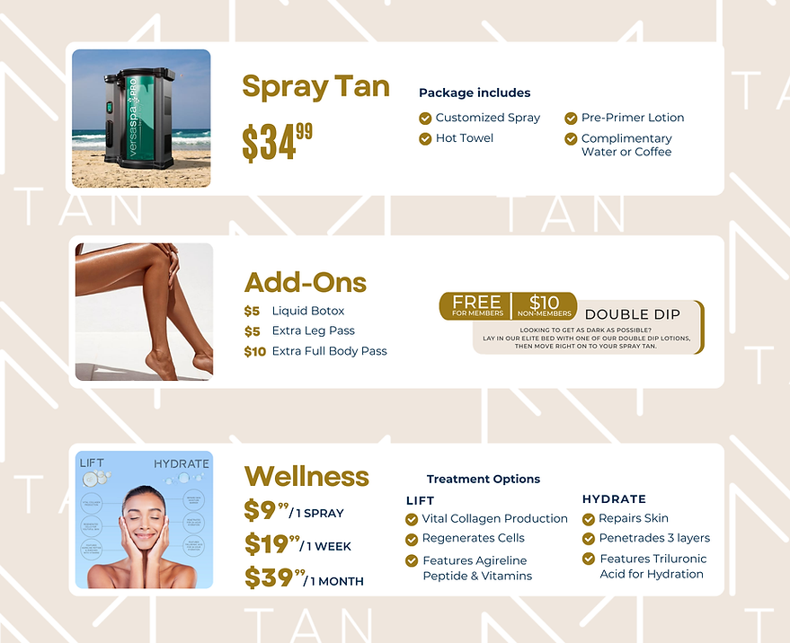 Spray tan pricing in Princeton wv